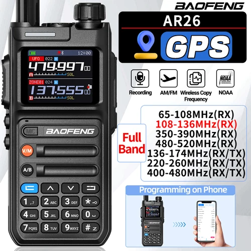 BAOFENG AR 26 GPS 워키토키, 휴대폰 앱 블루투스 프로그래밍, 멀티 밴드 무선 복사 주파수, 장거리 햄 양방향 라디오