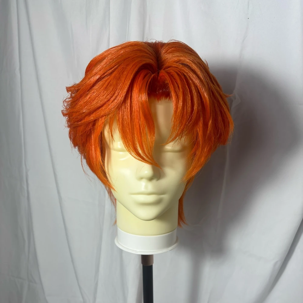 Nick Wilde Cosplay Wig Orange Wolf Tousled Short Hair Rose Net Inner Cap Realistic Scalp Top Heat resistant Synthetic Fiber Wig