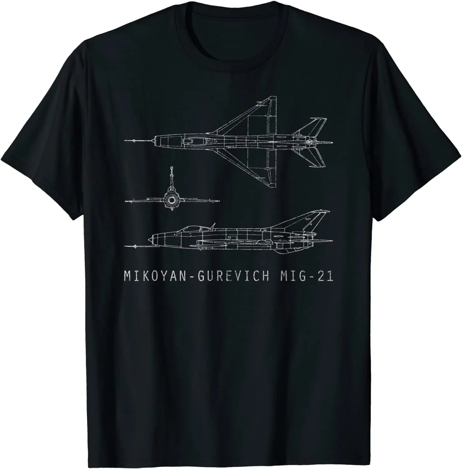 MiG 21 Russian Fighter Plane Vintage Diagram Art Men T-Shirt Short Casual 100% Cotton Shirts Size S-3XL