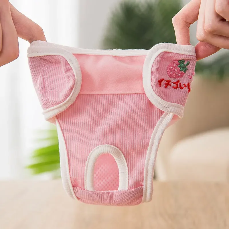 Dog Shorts Pet Physiological Pants Cartoon Embroidery Washable Puppy Kitten Female Dog Diapers Menstruation Underwear Pet Items