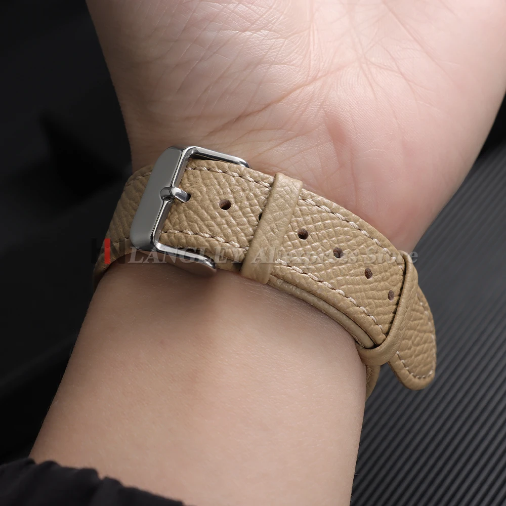 Leder-Uhrenarmband 16/18mm 19mm 20mm 21mm 22mm Epsom-Leder Schnellverschluss-Uhrenband Handgefertigtes Armband mit Palmenmuster – Detail 8