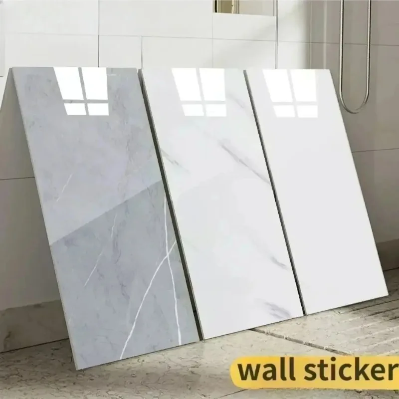 Self-adhesive Imitation Tile Marble Wall Stickers Large White Wall Tiles Bathroom Renovation Waterproof Bathroom Floor Stickers
