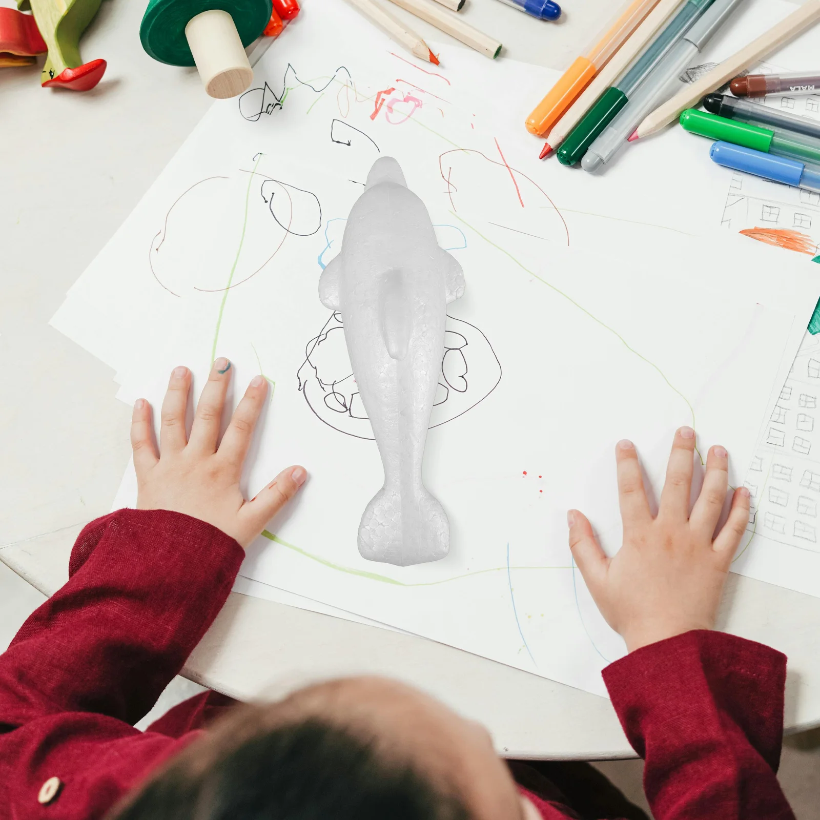 

Blank Foam Dolphin Craft Kit for Children Painting and Decorating Projects Mini Ocean Animal Figure DIY Art Craft for Family Fun