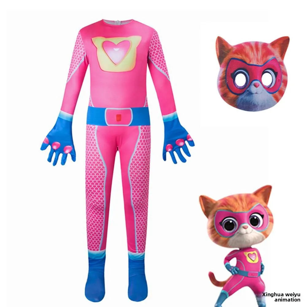 بدلة قفز SuperKitties ملابس ضيقة لمرحلة الهالوين أزياء نسائية للمسرح العرقي