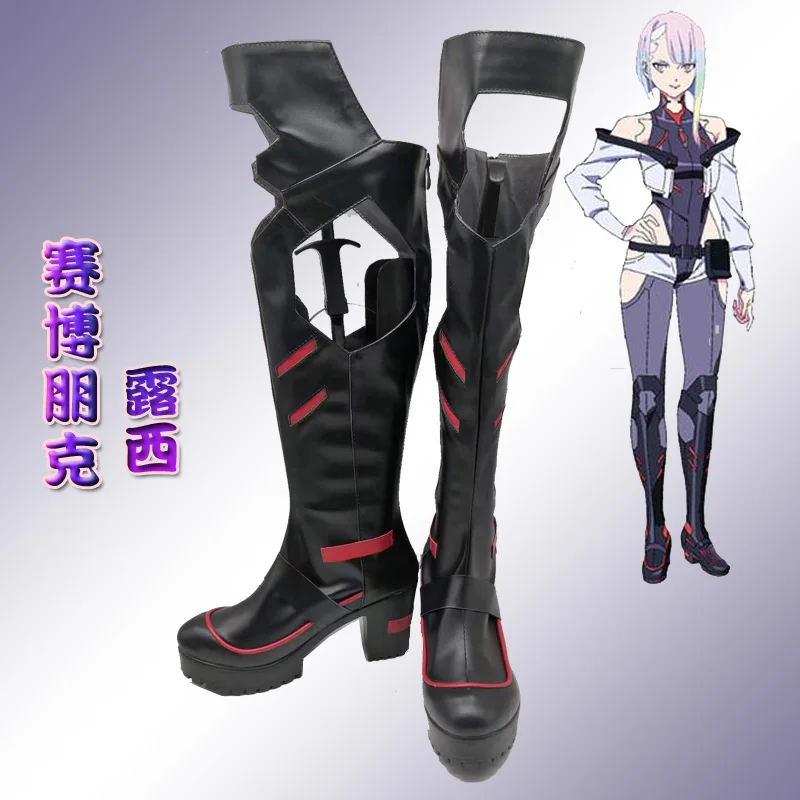 Anime Lucy Cosplay Shoes Cyberpunk: Edgerunners PU Leather Shoes Halloween Carnival Boots Cosplay Props Custom Made