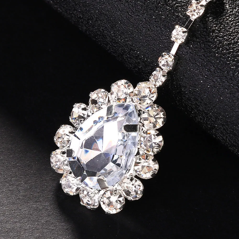 Fashion Shiny Rhinestone Long Oval Earrings for Women Luxurious Water Drop Pendant Earrings Claw Chain Jewelry Party Gifts