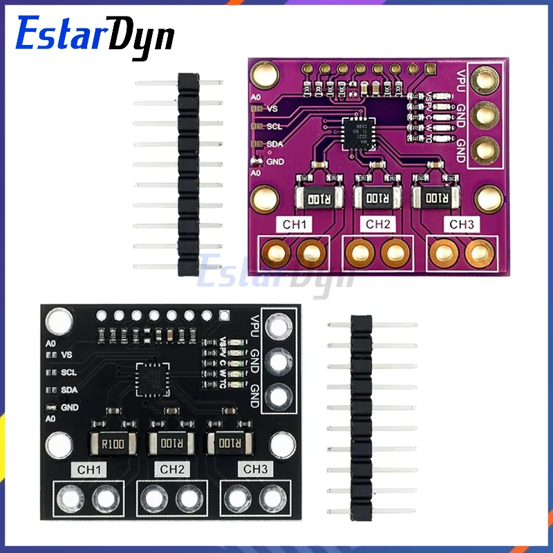 I2C SMBUS INA3221 Triple-Channel Shunt Current Power Supply Voltage Monitor Sensor Board Module Replace INA219 With Pins