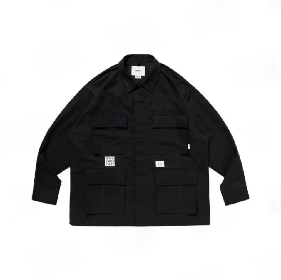 WTAPS Men's Vintage Workwear Jacket Japanese Multi Pocket Loose Fit Casual Turn Down Collar Utility Coat Spring Autumn Outerwear
