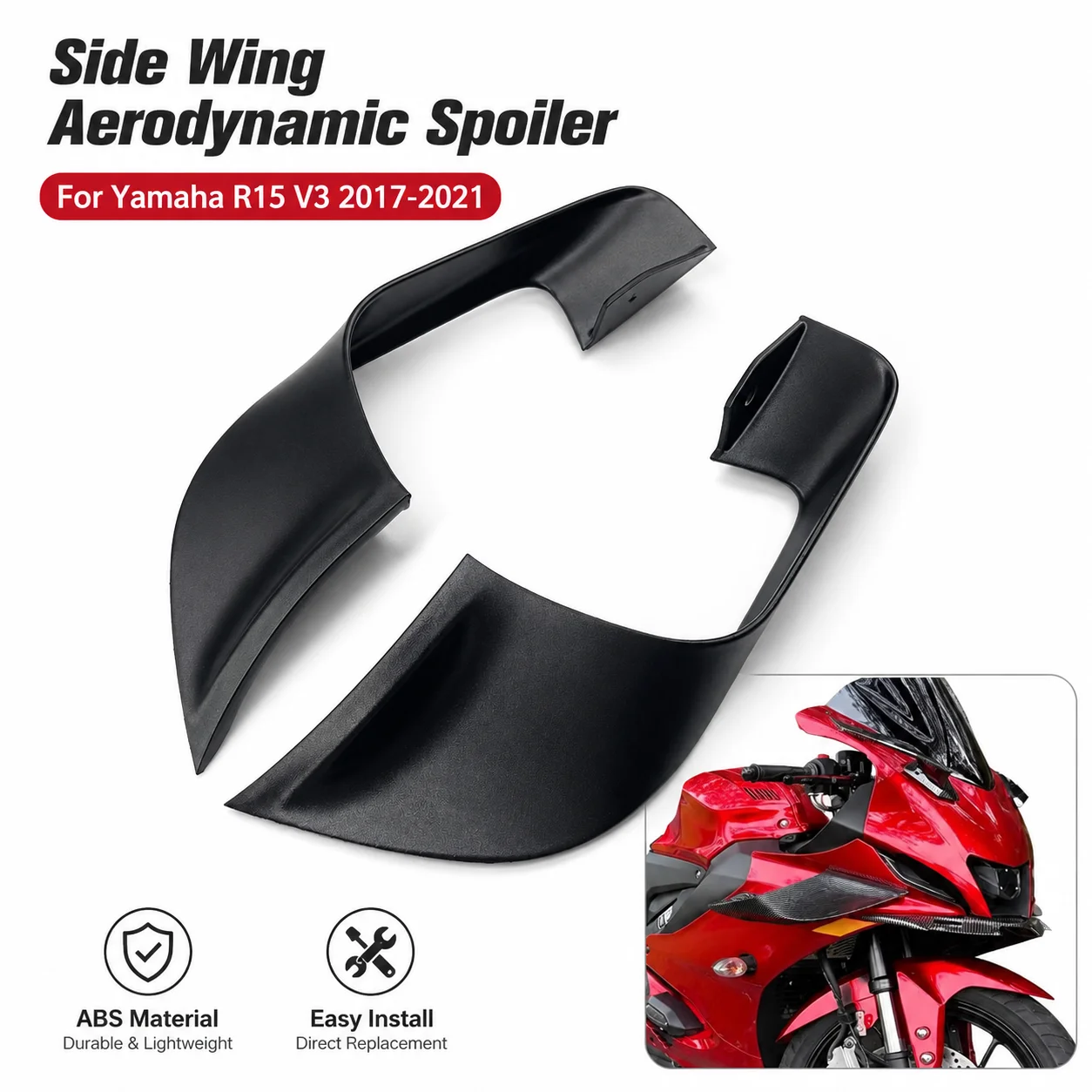 For Yamaha R15 V3/V4 2017-2022 Motorcycle Side Winglet Aerodynamic Spoiler Deflector Fairing Kit
