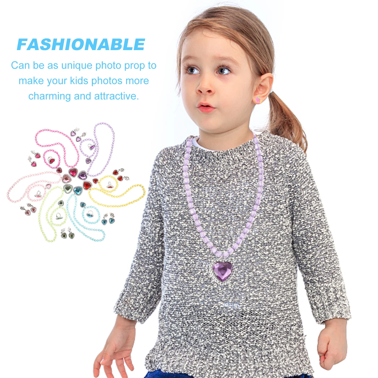 6 مجموعة مجوهرات للبنات مجموعة مجوهرات للأطفال الصغار فستان أقراط وقلائد وخواتم هدية عيد ميلاد 4-6-6-8 سنوات