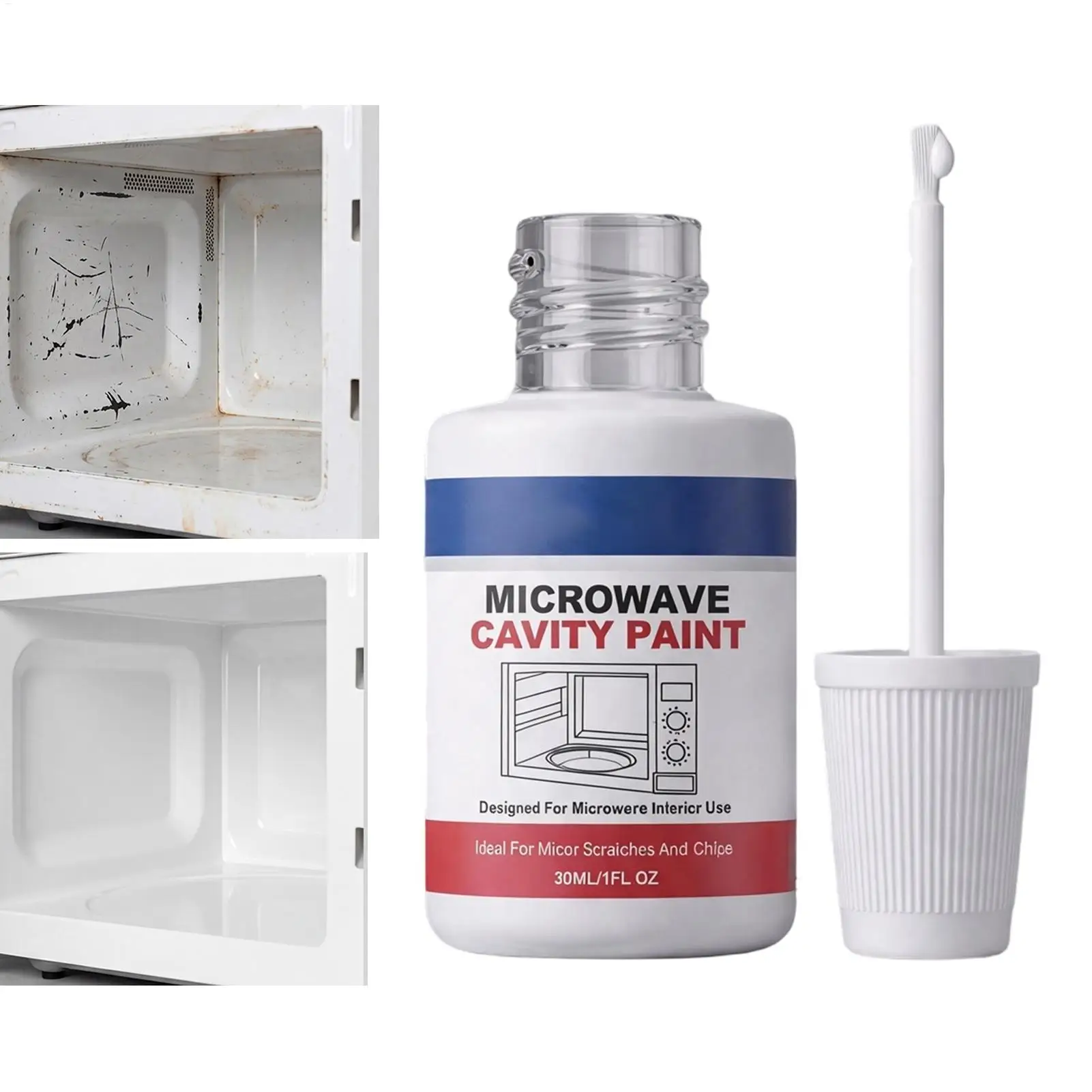Microwave Cavity Paint with Brush Food Safe High Gloss Universal Appliance Repair Cavity Coating for Kitchen Home Dorm Apartment