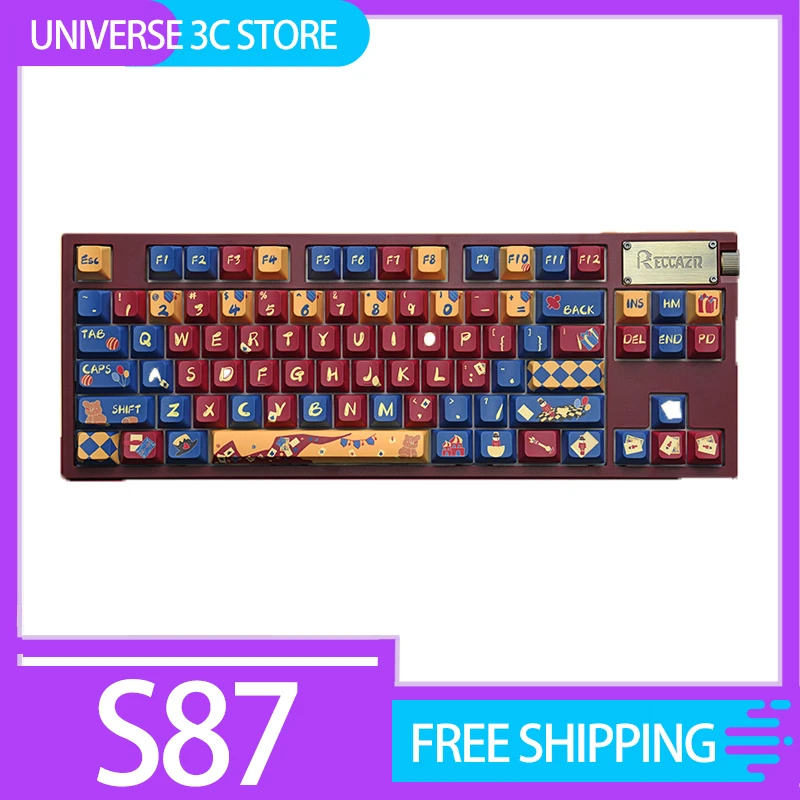 

Reccazr S87 Mechanical Keyboard With Screen Wireless Bluetooth Three Mode Rgb Ergonomics Gasket Customized Hot-Swap Accessories