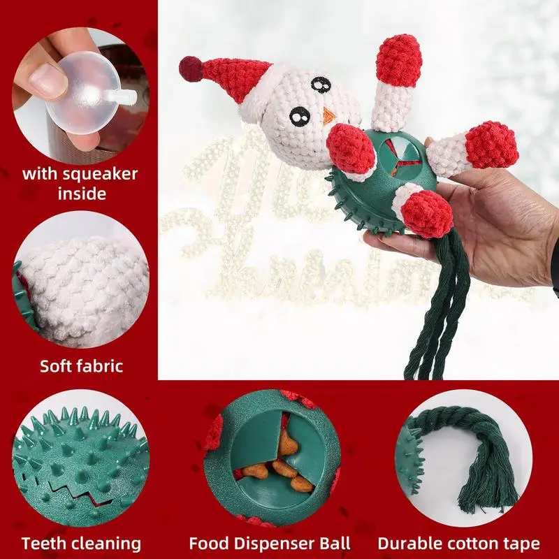 Christmas Pet Toys For Dogs Dog Chew Toy Slow Feeder Control Weight Dog Squeaky Toy Bite-Resistant Plush Pet Sniffing Toy