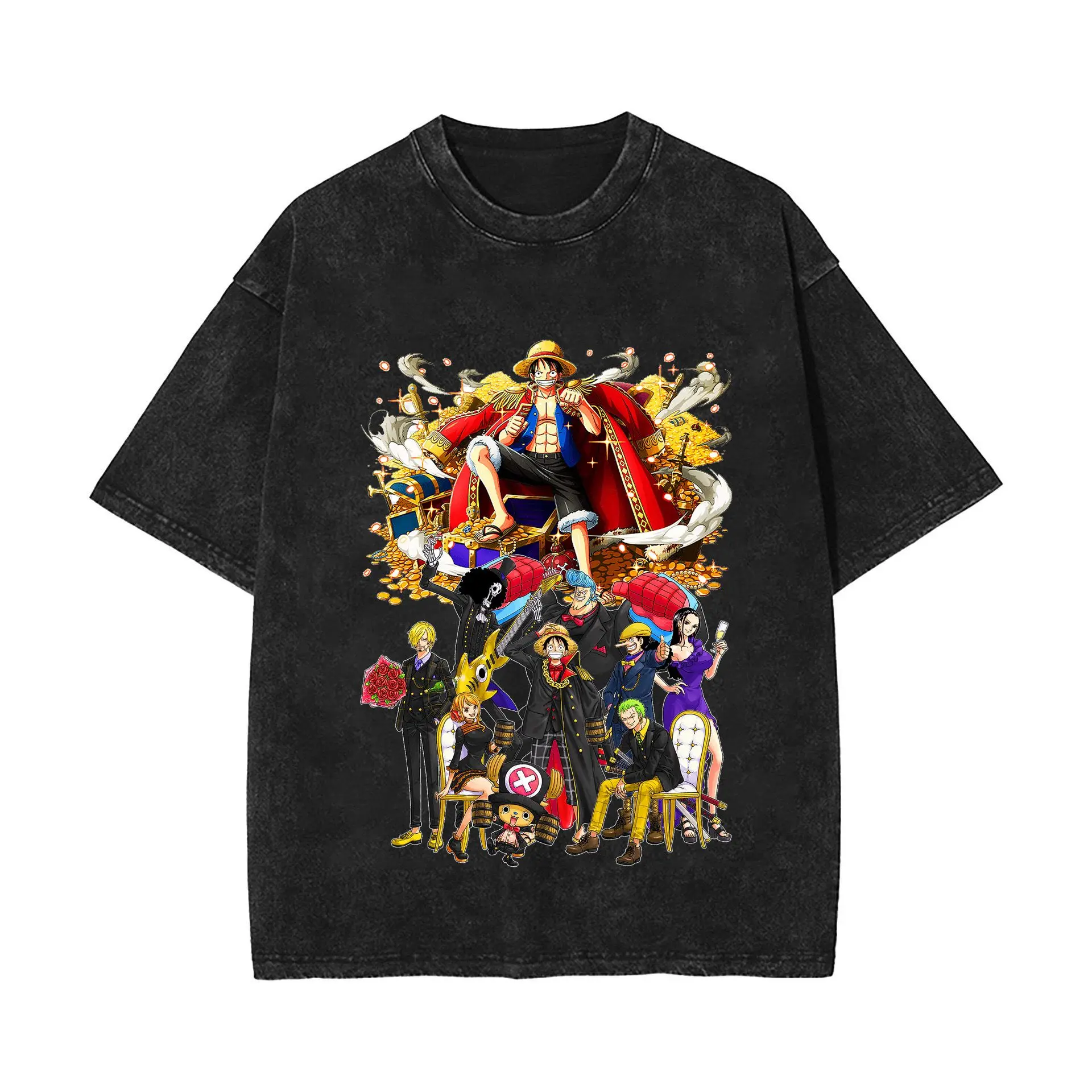 

One Piece Straw Hat Pirates T-Shirt for Men 2026 Summer Cotton Casual Graphic Top Streetwear Y2K Unisex