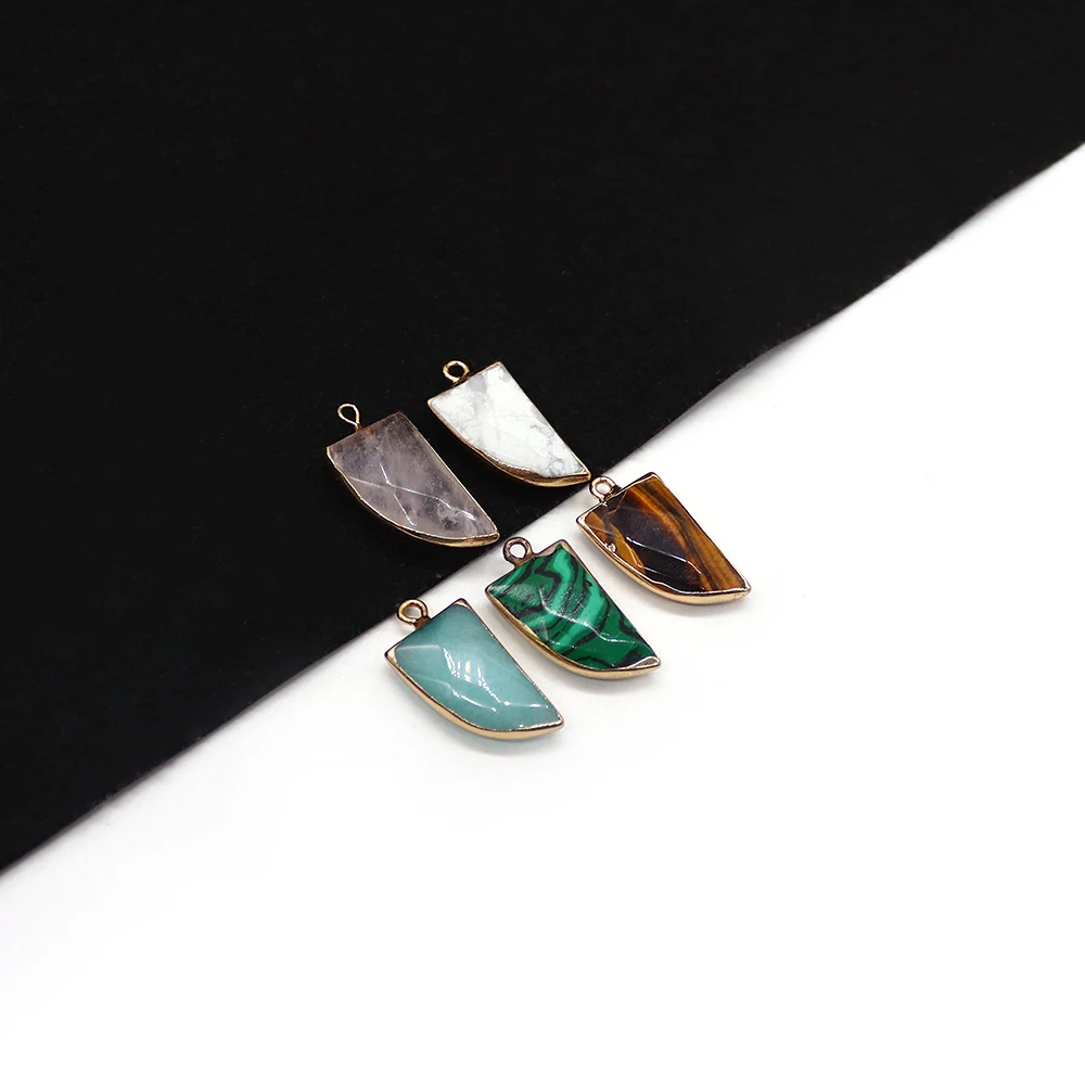 Horn Shaped Natural Stone Pendant Electroplated Edge Smooth Luster Fairy‑like Premium Hidden Treasure Fashion Jewelry Charm