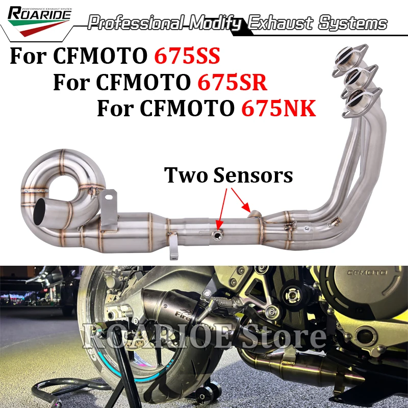 For CFMOTO 675SR 675SS 675NK 675SRR 2024 2025 2026 51MM Slip On Motorcycle Exhaust System Modify Header Link Pipe Muffler Escape
