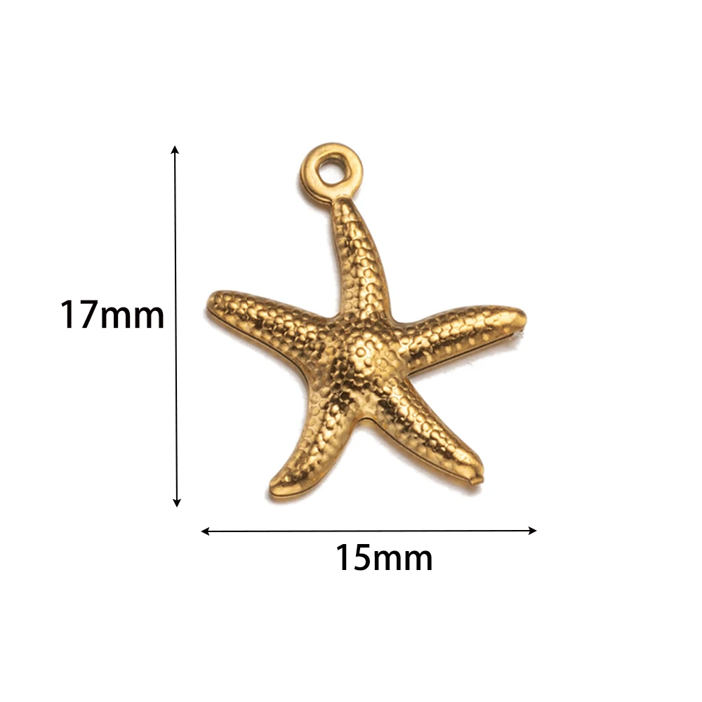 10pcs Stainless Steel Starfish Pendant for DIY Bracelets Necklace Earring Keychain Charms Jewelry Making Accessories Components