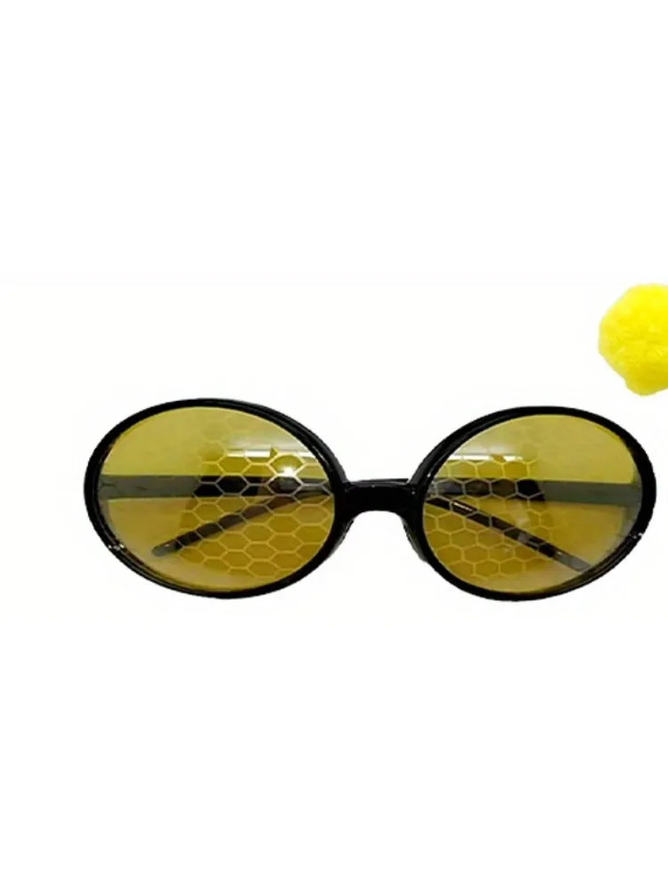 PESENAR Bee Costume Consists of a Female Cosplay Party with Yellow Striped Headwear, Warm Socks, Glasses and Long Sleeves