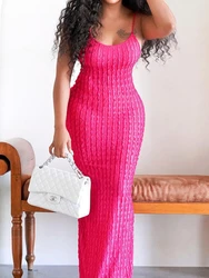 Sexy Streifen gerippt gestrickt schlanke figur betonte Maxi kleid Frauen ärmellose rücken freie lange Popcorn Kleid elegante Club Party Vestidos