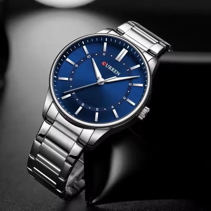 CURREN 8430 Classic Fashion Men's Quartz Watch Business Minimalist Waterproof Luminous Wristwatch with Stainless Steel Strap