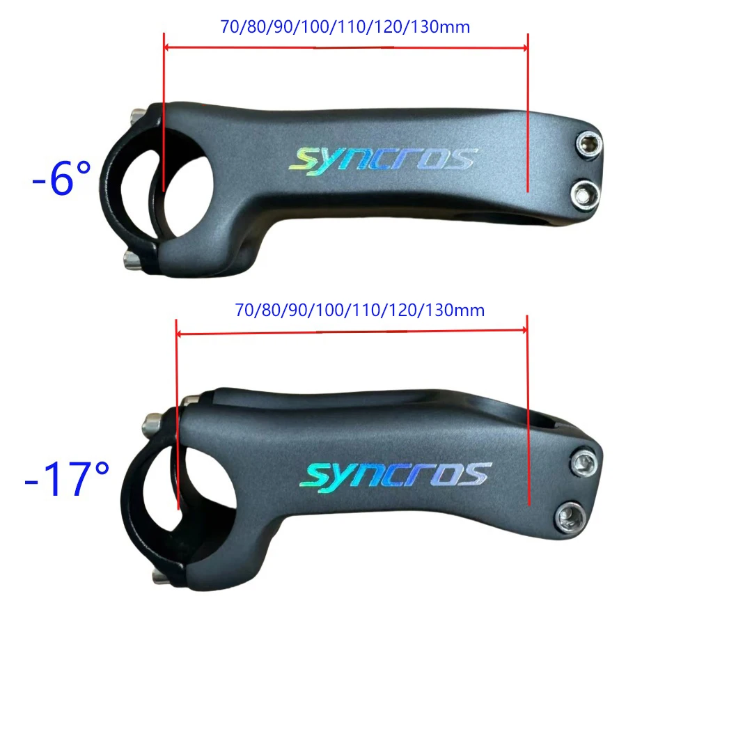 

syncros Carbon Aluminum Cap Road Mountain Bike Stems Angle -6 / -17 Degree Carbon Stem handlebar 31.8x70-130MM fork 28.6mm grey
