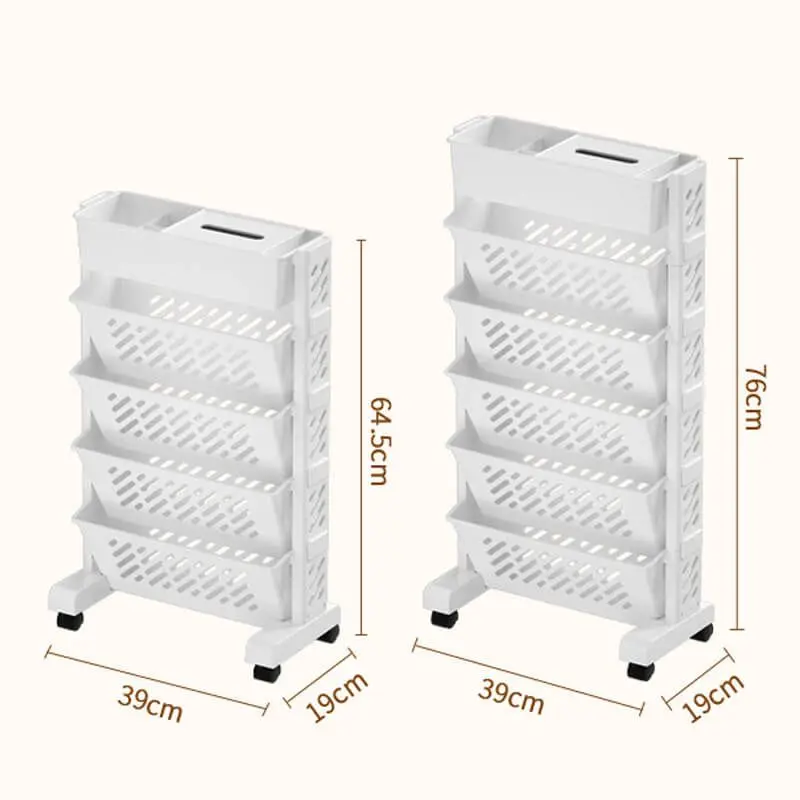 Simple Movable Book Shelf on Wheels 5/6 Layers Bookshelf Movable Floor Small Cart Book Storage Shelf Pen Holder Office Supplies image 6