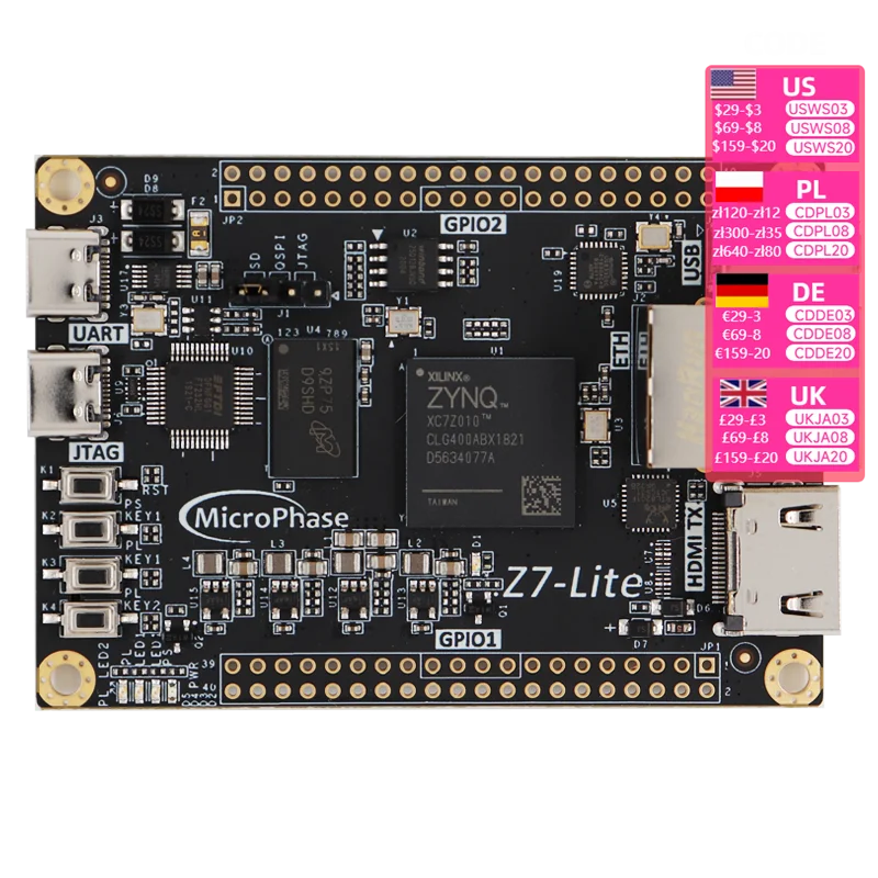 لوحة تطوير Nvarcher FPGA ، ZYNQ Core XILINX ZYNQ7000 7020 7010 Z7 Lite