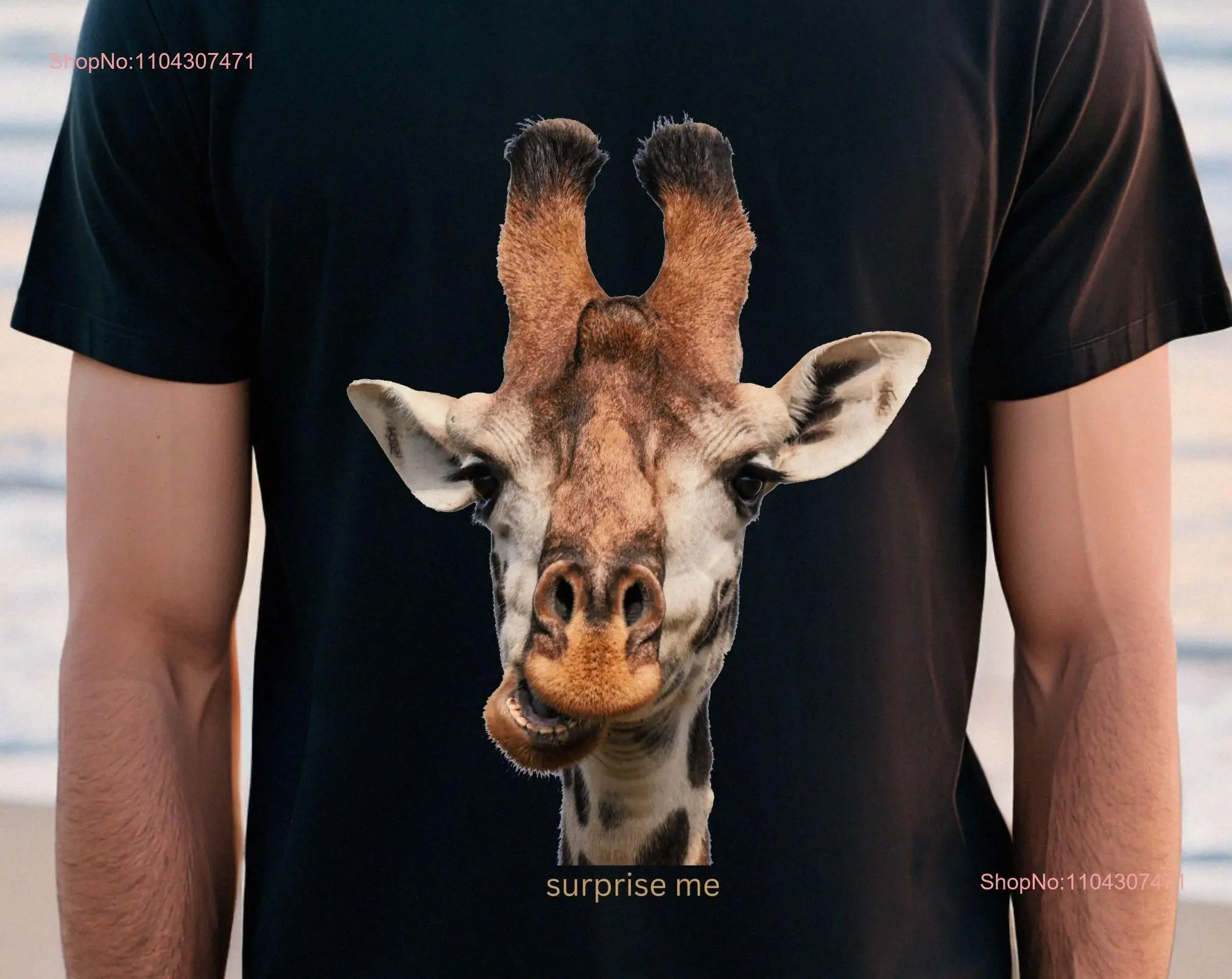 Giraffe Head T Shirt Tallest Land Animals Icebreaker Conversation Starter Unique surprise me Express Shipping Available