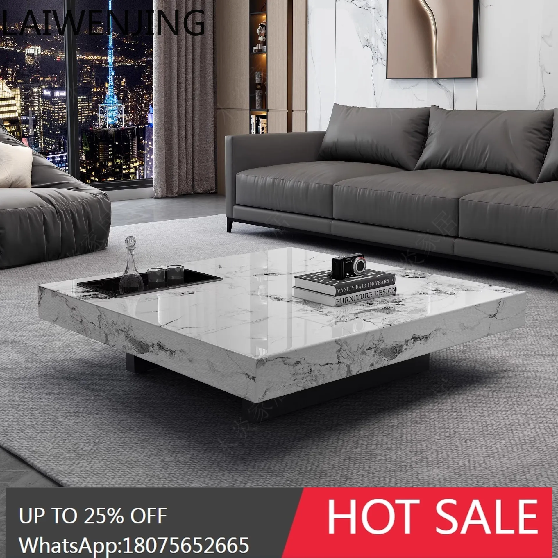 HLZ Italian Minimalist Sintered Stone Coffee Table Light Luxury Modern Living Room Home Use for Various Sizes High-End Feel