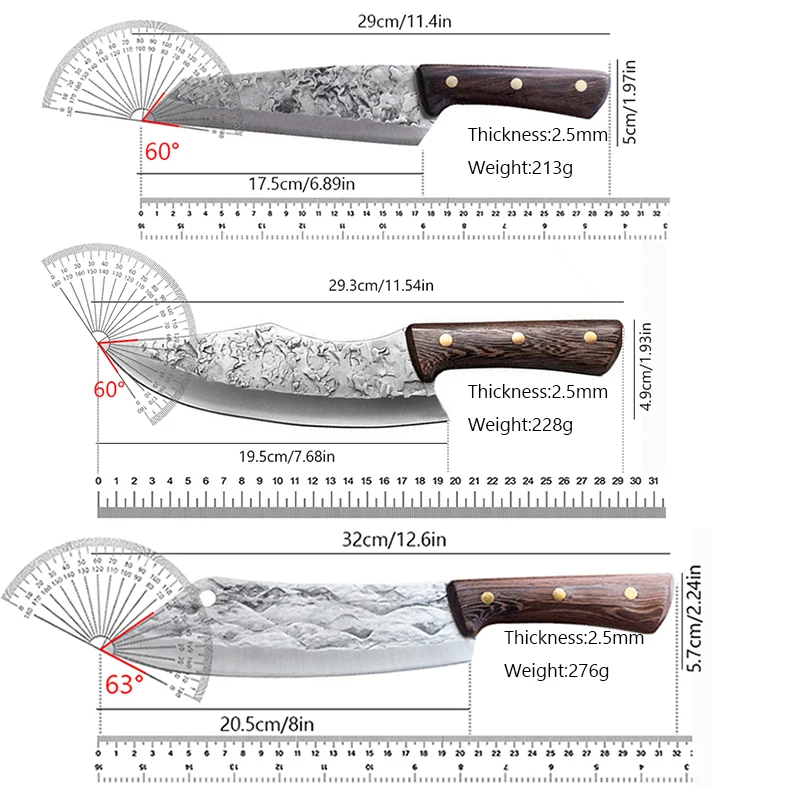 Forging Japanese Full Tang Handle Knife Handmade Steel Kitchen Boning Knives Chef Slicing Knife Santoku Cleaver Cutter