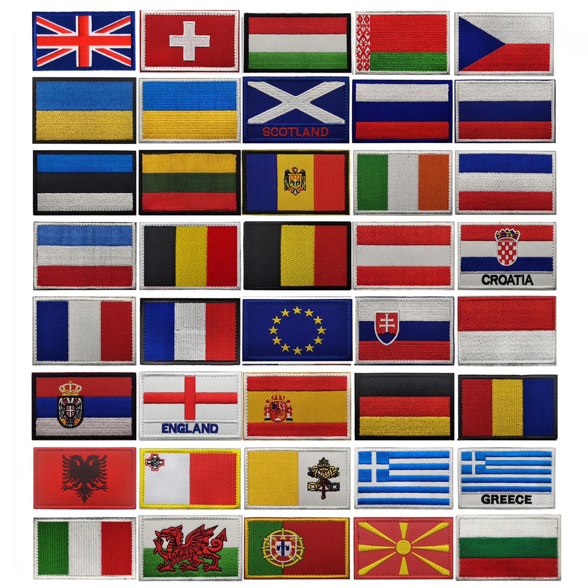 Embroidery Patches Spain France Slovakia Romania Switzerland Belgium Greece Netherlands Poland Vatican Hungary Italy Flag Patch