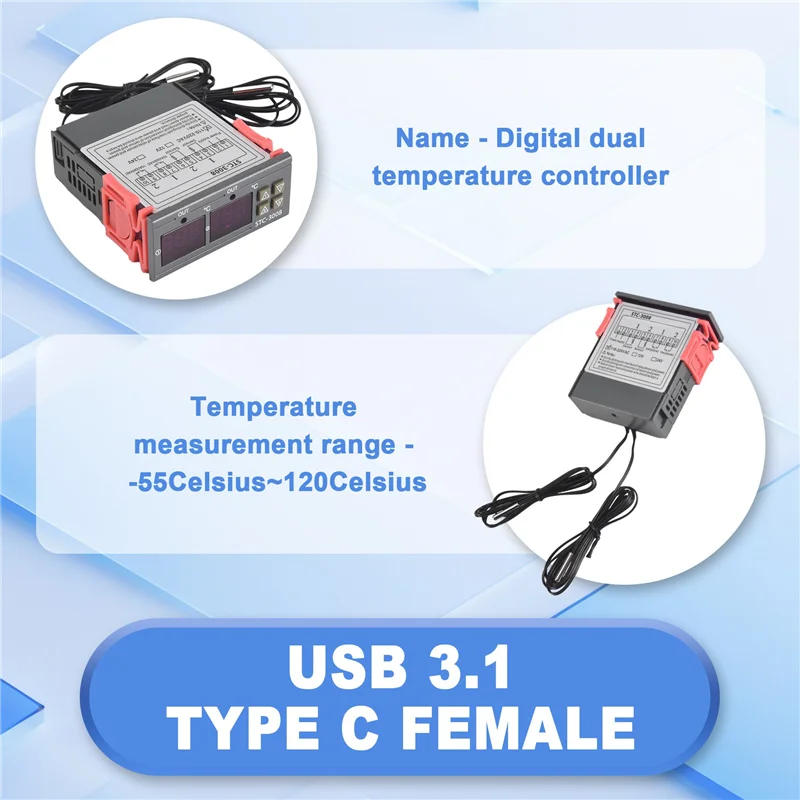 

ABKN-цифровой термостат, регулятор температуры STC-3008, термометр, датчик, гигрометр, 12 В, 24 В, 220 В