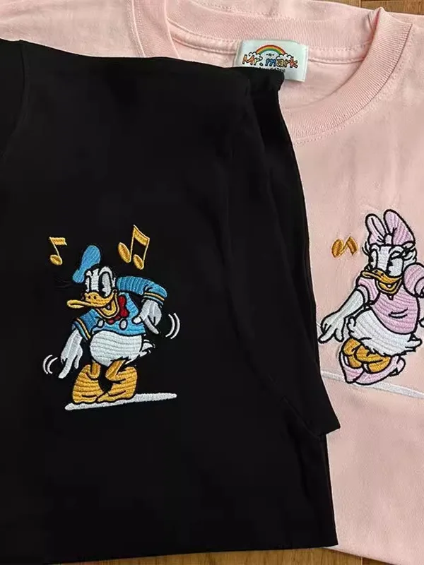 plus Size 300 Pou Loose Women's T-irt Summer Cotton ort Sve Cartoon Du Print Faionable Versatile Anti-Aging Top