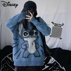 Disney Cartoon Stitch Clothes New Knitted Sweater Women Korean Style Harajuku Loose Sweaters Y2k Female Streetwear Top Pullovers