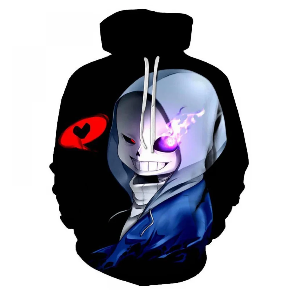 Anime 3D Print Hoodies Game Style Skull Sans Hooded Sweatshirt Men Women Fashion Hoodie Pullover Unisex Hip Hop Coats