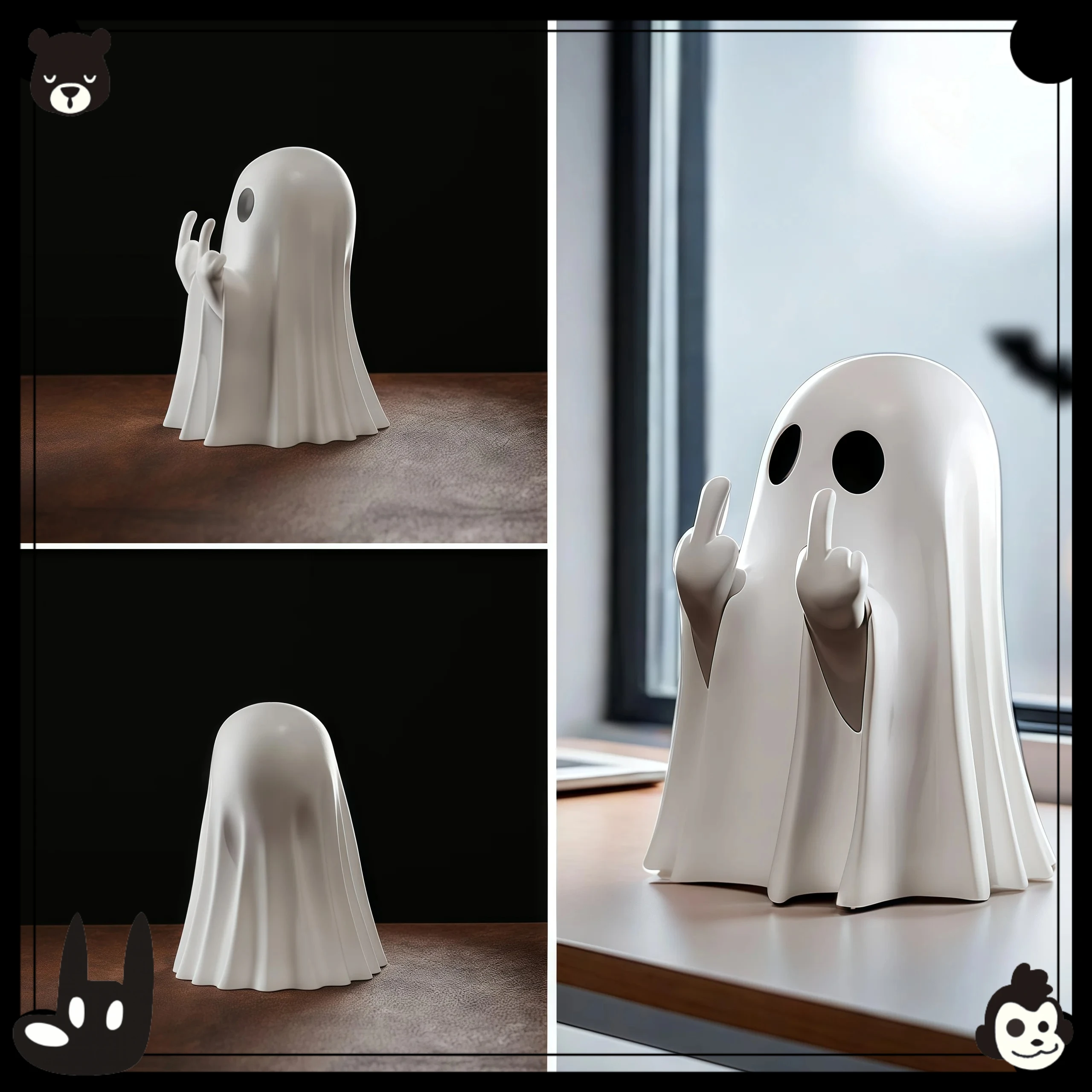 

Middle Finger Cute Ghost Statue, Ghosts Small Scary Ghost Figurines, Halloween Home Decorations, Coffee Table Centerpieces Shelf
