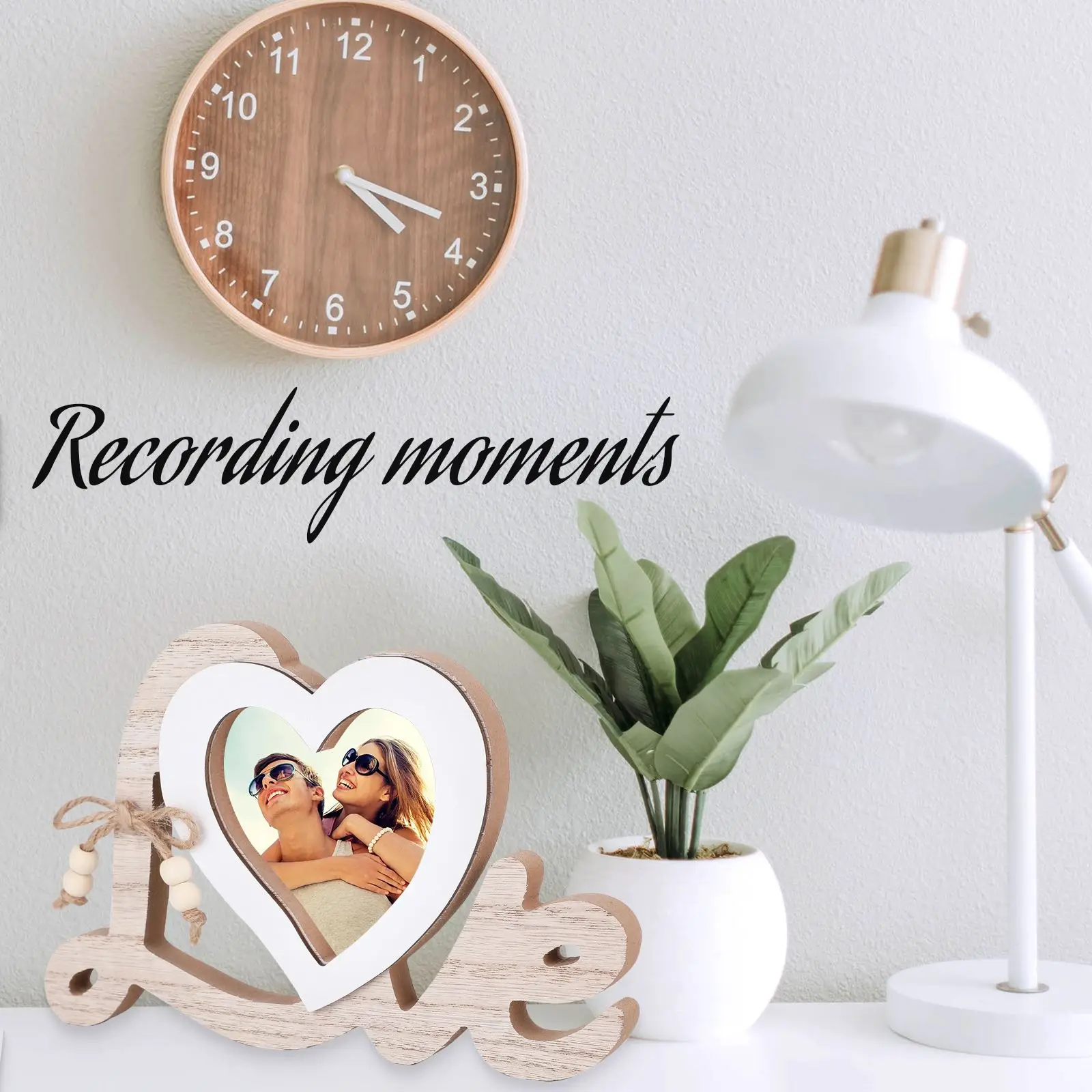 Wedding Wooden Photo Picture Frame Ornament Heart Shape Romantic Desktop Display Engagement Anniversary Decoration Accessories