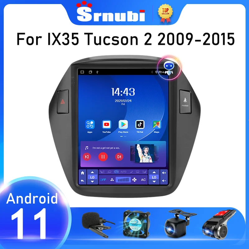 

na rok Srnubi Android 11 Radio samochodowe dla Hyundai IX35 Tucson 2010-2015 Nawigacja GPS Multimedialny odtwarzacz wideo Stereo 2 Din DVD Head Unit