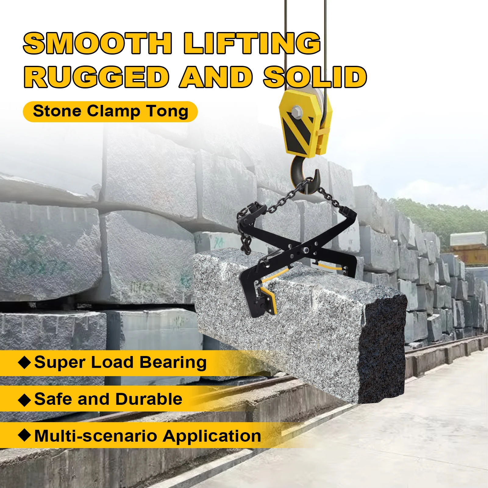 Braçadeira de granito braçadeiras de elevação ajustáveis ferramentas de manuseio resistente levantador de painel de granito forrado de borracha para lajes, blocos de concreto