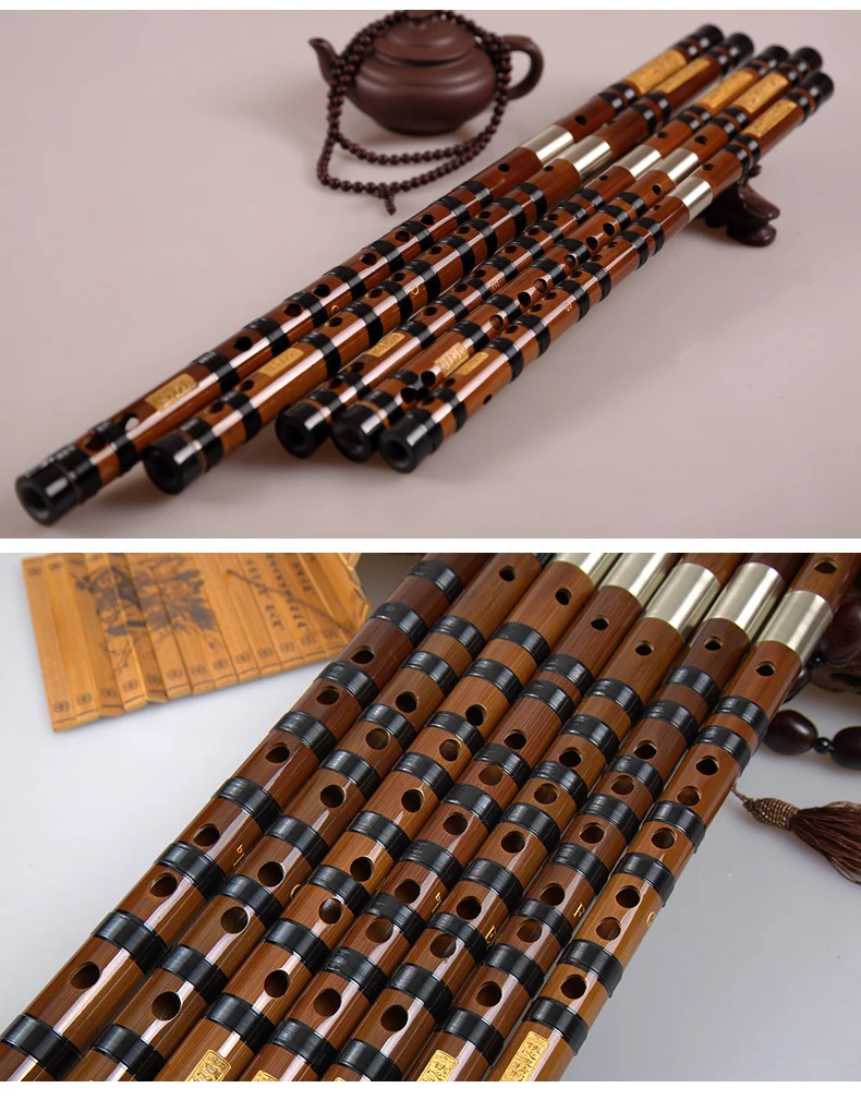 Bamboo Flute with Case, Professional Key of C D E F G A, High Quality, 6 PCs/Set