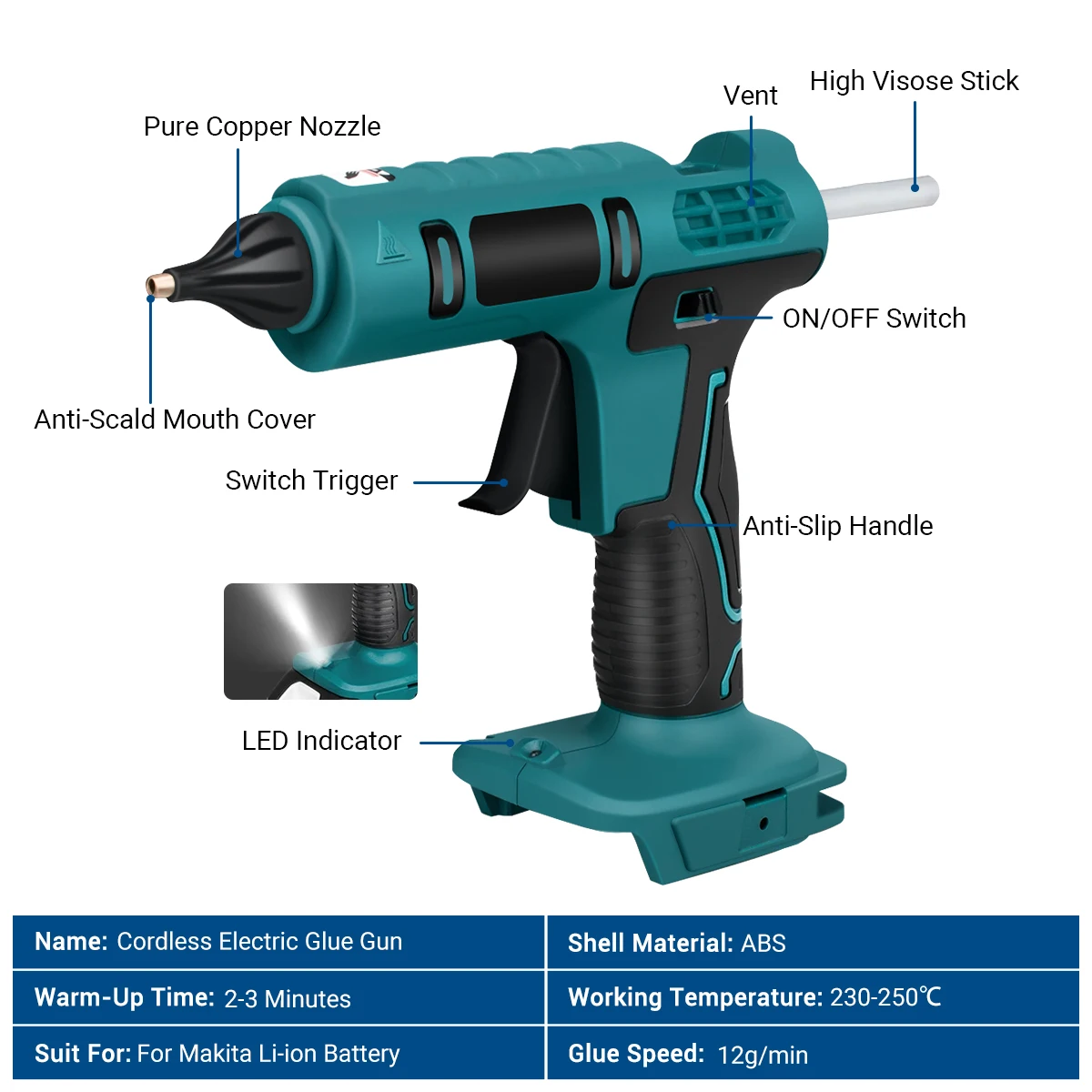 Electric Hot Melt Glue Gun with Rapid Heating Intelligent Temperature Control for DIY Crafting Works with 10PCS Glue Sticks Fit