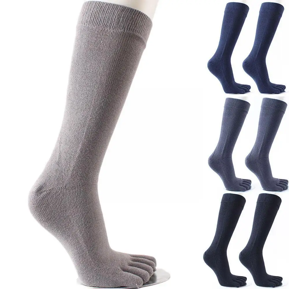 High Quality Men\'s Cotton Long Tube Five Finger Socks Toe Deodorant Cotton Wholesale Sweat Japanese Socks Breathable Absorp T5E3