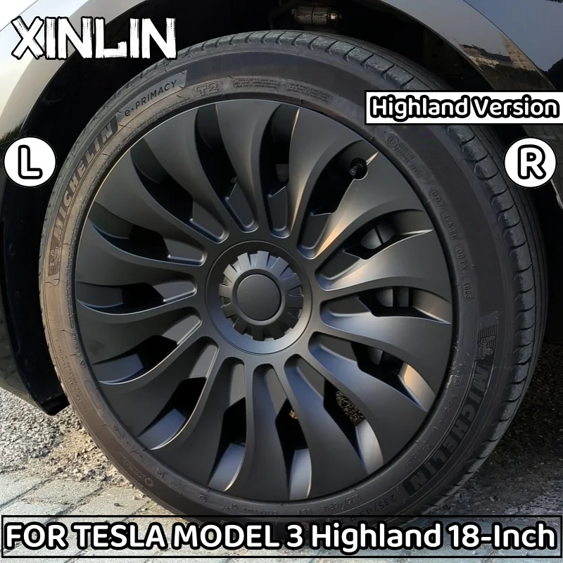 4PCS 18-Inch Wheel Cover For Tesla Model 3 Highland 2024 Hub Caps Performance Replacement Wheel Cap Full Rim Cover Accessories