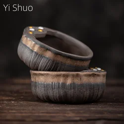 Large Lotus Seedpod Master Cup Japanese Style Handmade Gilding Iron Glaze Tea Cup Tea Bowl Ceramic Kung Fu TeaCup Single Cup