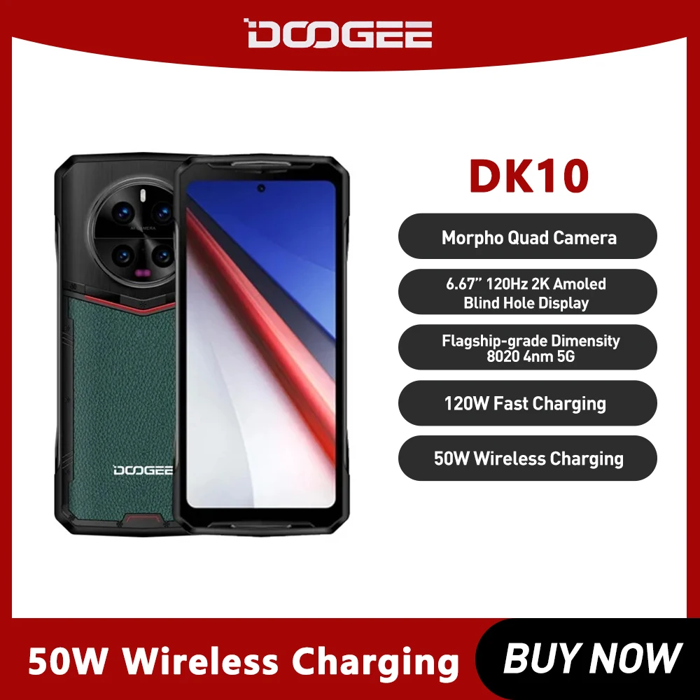 DOOGEE DK 10 Rugged 5G Smartphones 6.67Inch Display Octa Core 32GB+512GB Android 13 Mobile Phone 50MP 5150mAh 120W Fast Charging