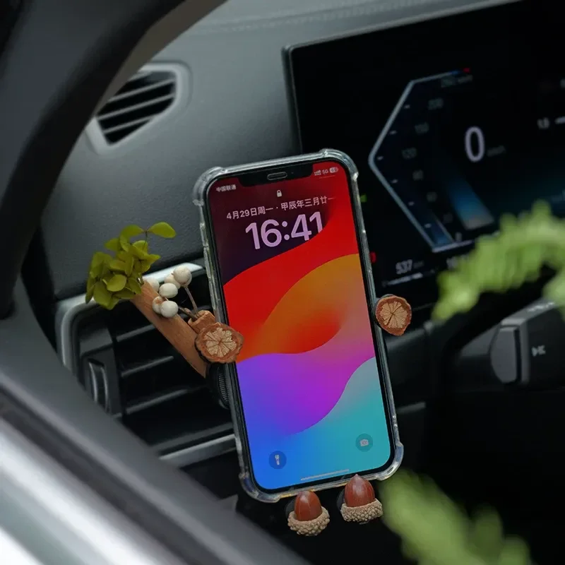 Creative Car Dried Flower Mobile Phone Holder High End Interior Decoration Trendy Aromatherapy Diffuser