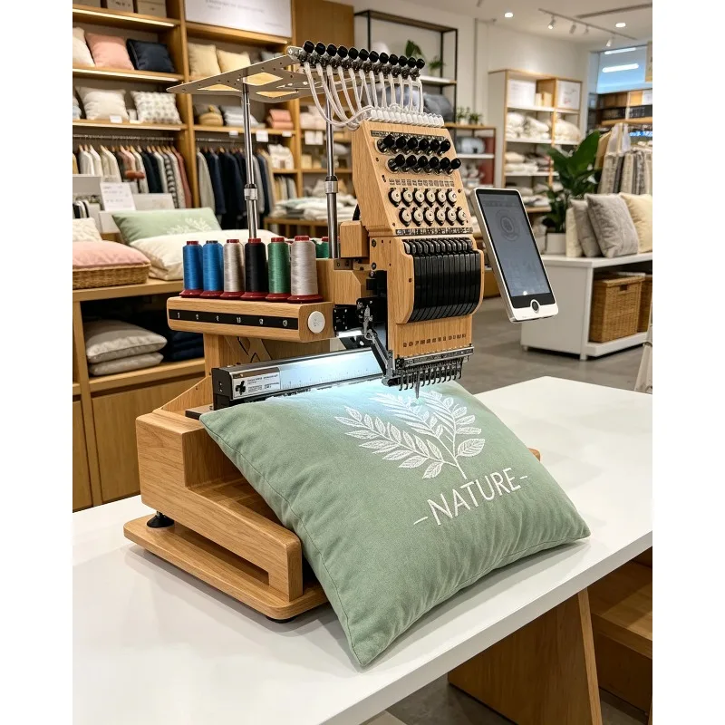Commercial Single Head Embroidery Machine 12 Needle Computerized High Speed for Cap Hat Garment Shoes Industrial Easy Use