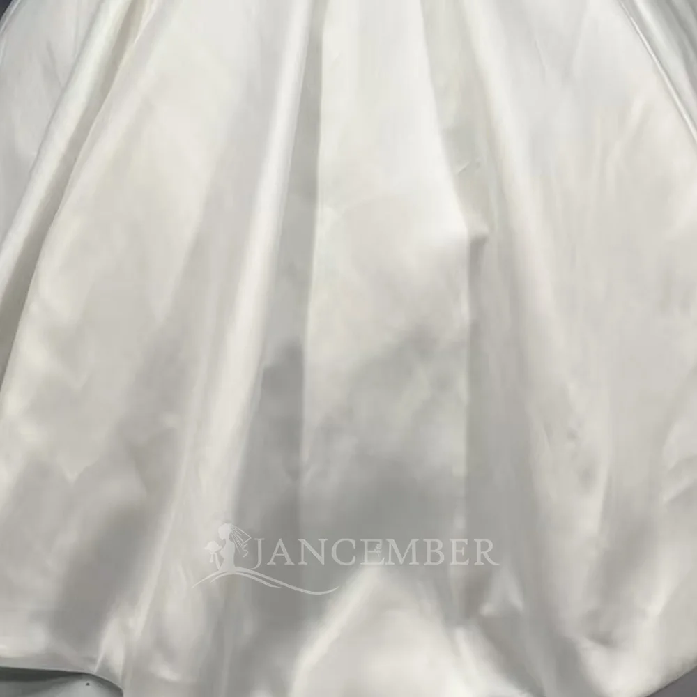 Customized Exquisite Wedding Dress Sheer O Neck Satin Beaded Illusion Long Sleeve Lace Up Back Bride Dresses فساتين حفل