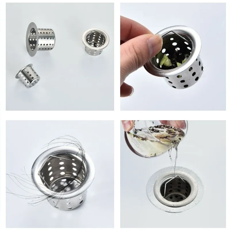 Stainless Steel Floor Drain Filter Sink Strainer Bathtub Hair Catcher Anti-clog Deodorant Stopper Kitchen Bathroom Accessories