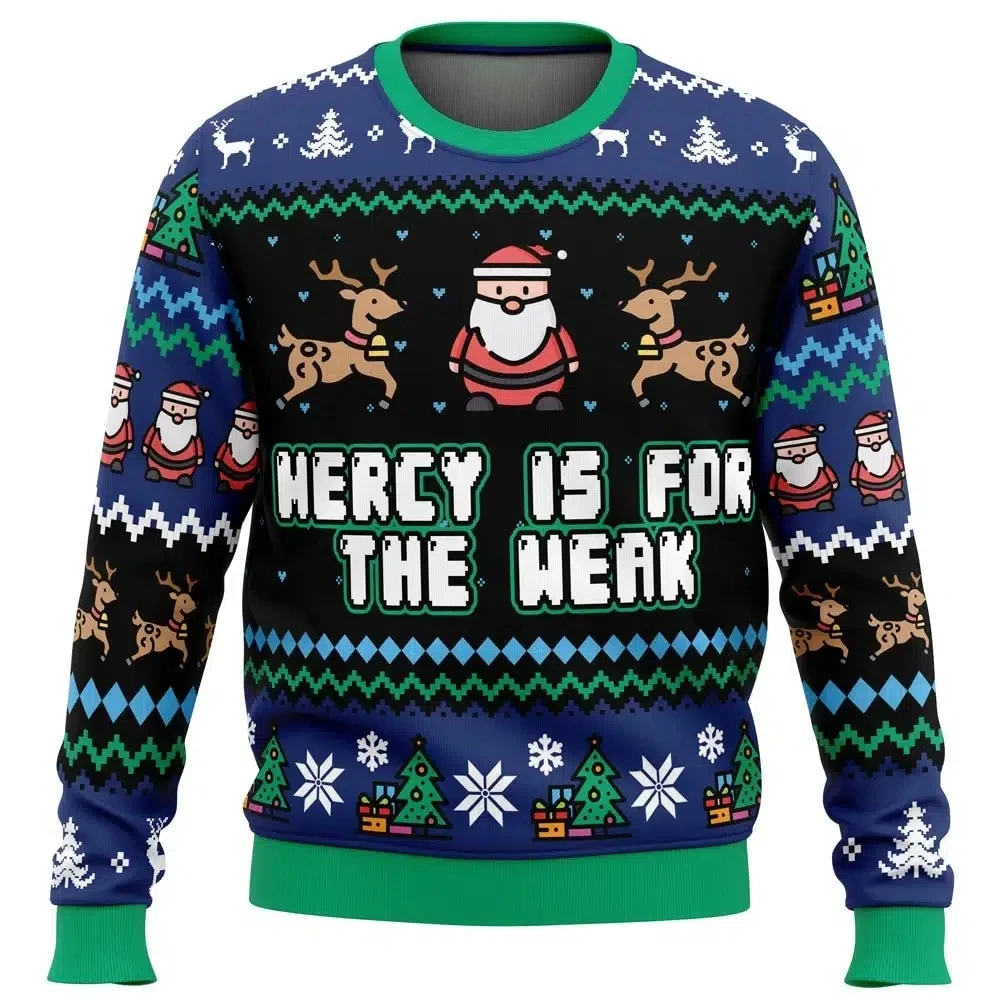 Mercy Is For The Weak Men's Holiday Crew Neck Sweatshirt 3D Print Pulover كم طويل الخريف الشتاء تنفس مريح